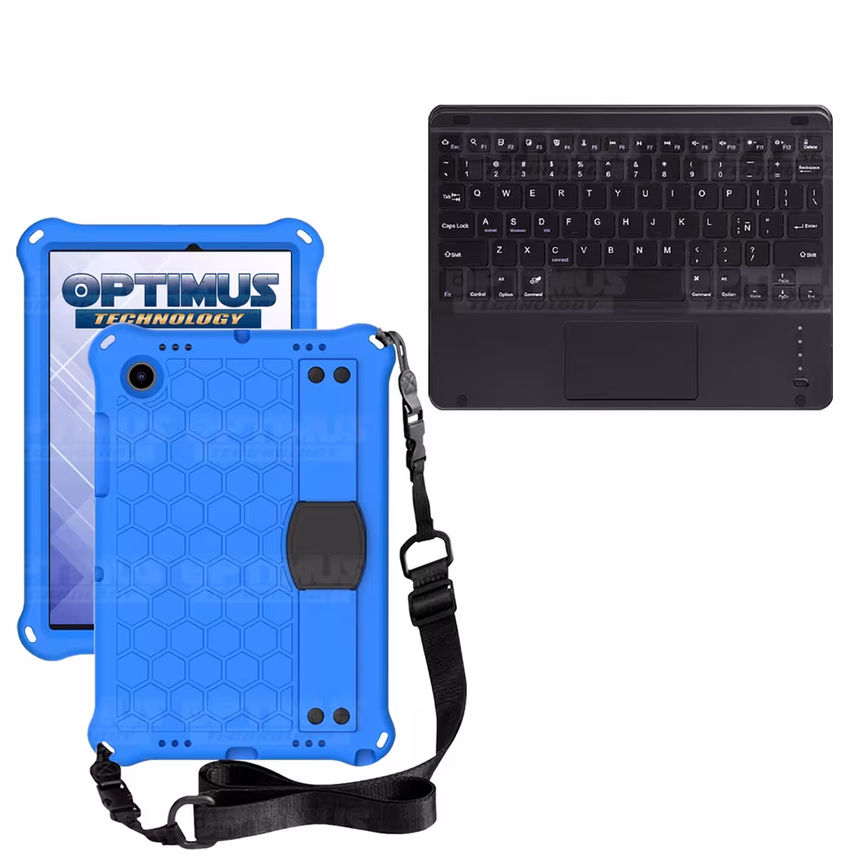 Kit Case Protector con correa + Teclado Mouse Touchpad Bluetooth para Tablet Samsung Galaxy Tab A8 10.5 2021 SM-x200 SM-x205