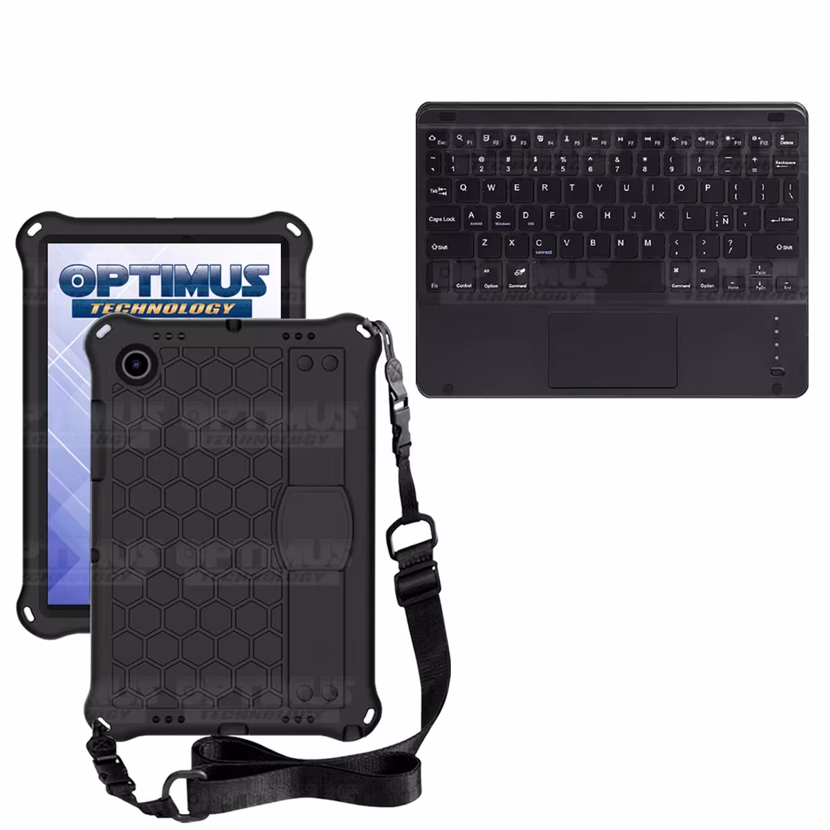 Kit Case Protector con correa + Teclado Mouse Touchpad Bluetooth para Tablet Samsung Galaxy Tab A8 10.5 2021 SM-x200 SM-x205