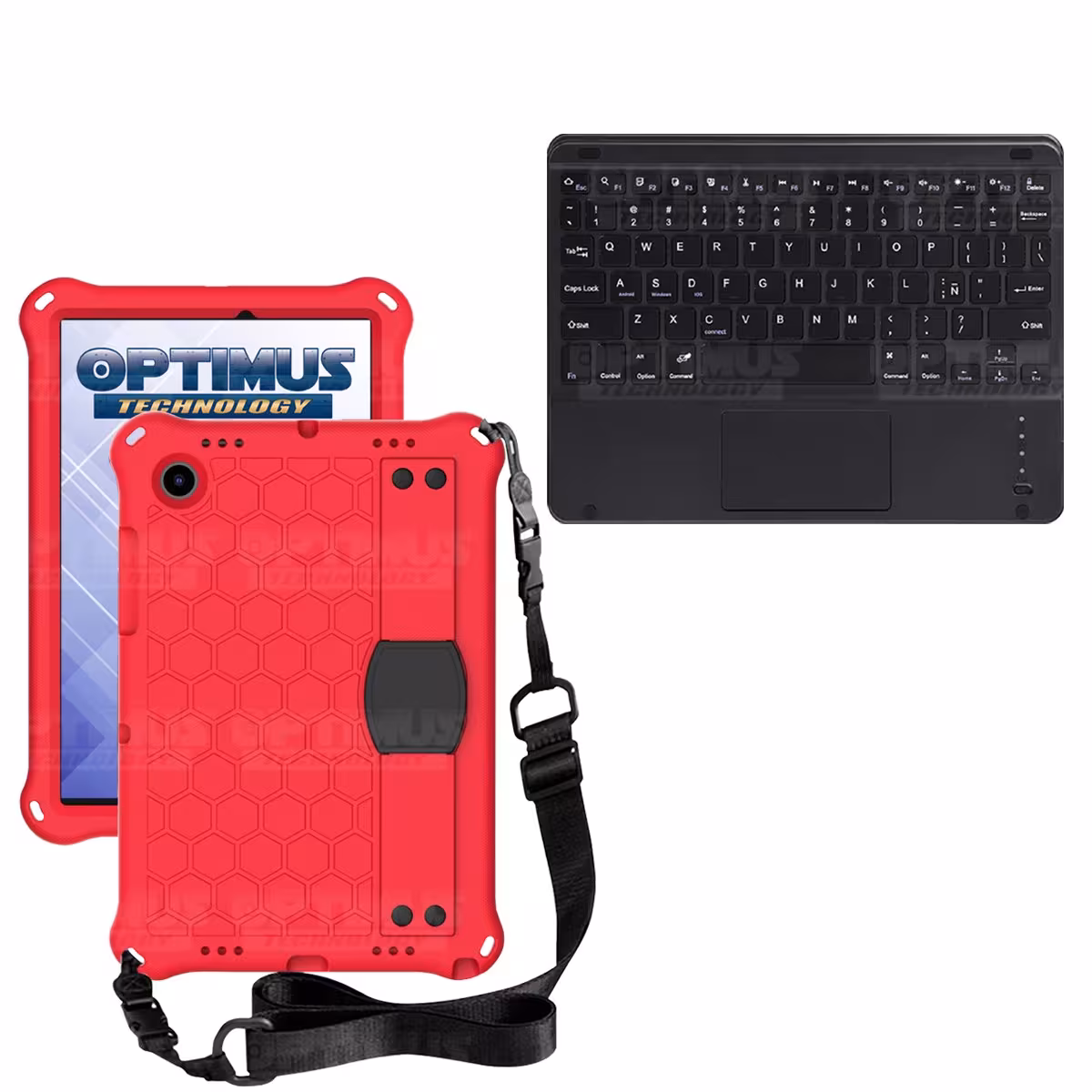 Kit Case Protector con correa + Teclado Mouse Touchpad Bluetooth para Tablet Samsung Galaxy Tab A8 10.5 2021 SM-x200 SM-x205