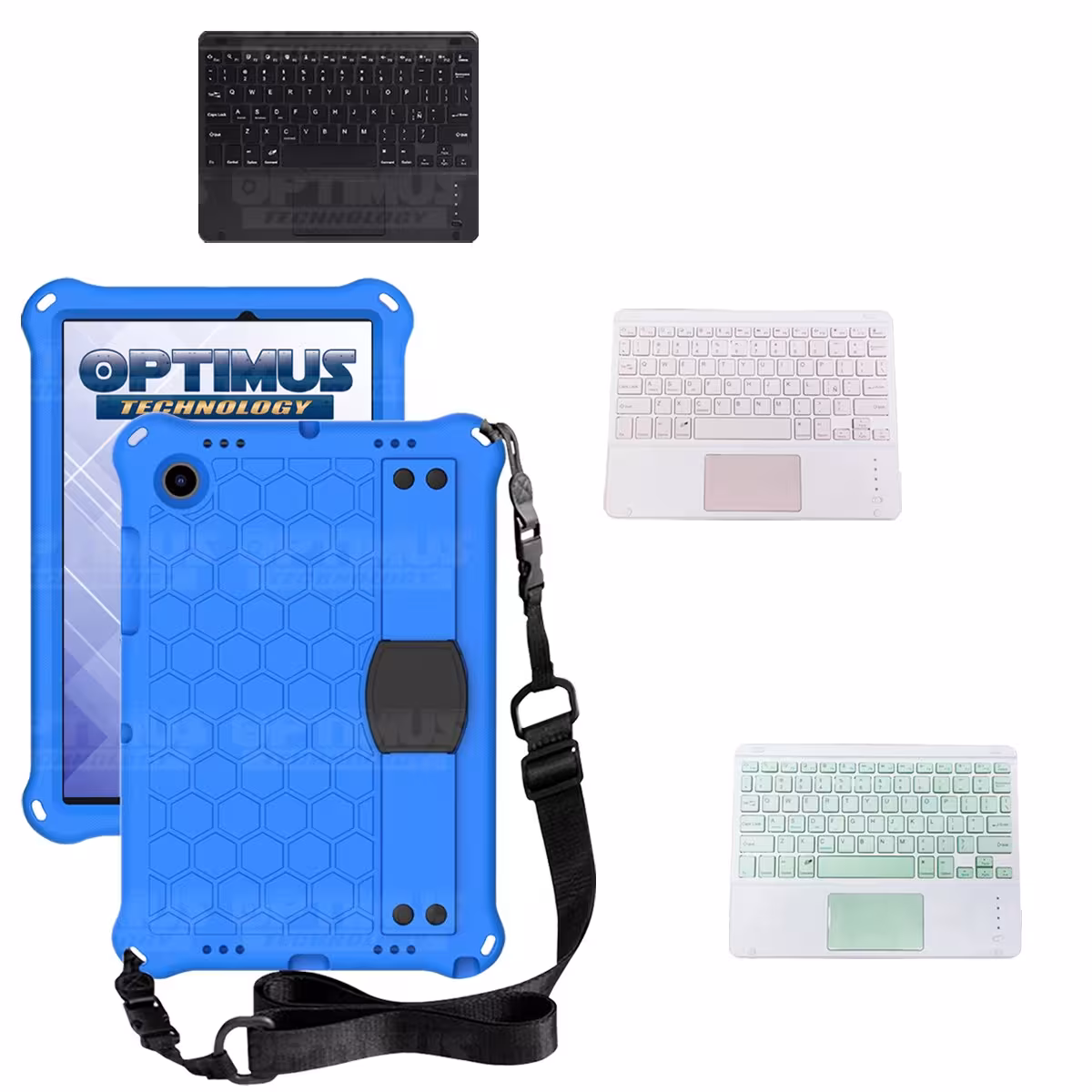 Kit Case Protector con correa + Teclado Mouse Touchpad Bluetooth para Tablet Samsung Galaxy Tab A8 10.5 2021 SM-x200 SM-x205