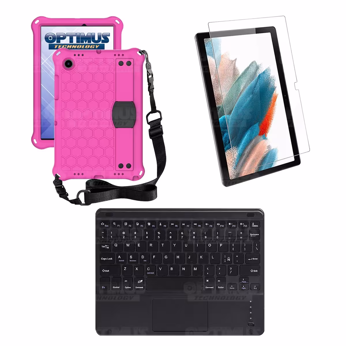 Kit Vidrio templado + Case Protector con correa + Teclado Touchpad Bluetooth Tablet Samsung Galaxy Tab A8 10.5 2021 SM-x205