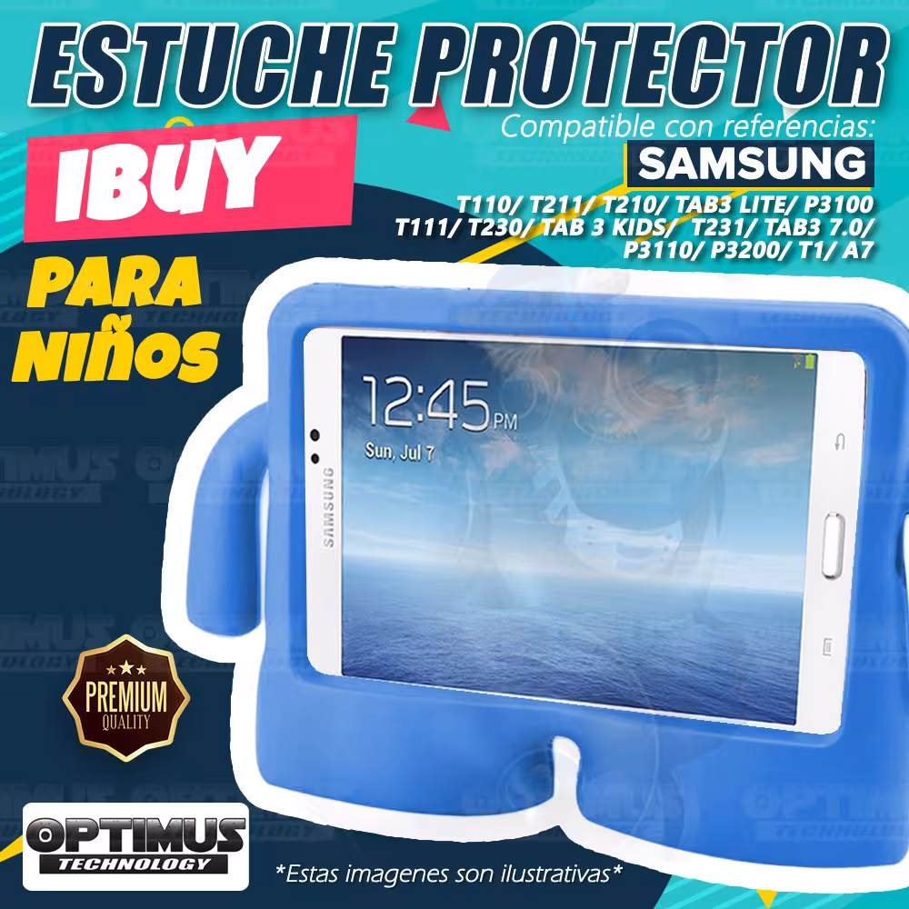 Estuche Case protector de goma iBuy / eBuy para Tablet Samsung Tab3 Kids | Tab3 7.0 | Tab3 Lite | A7 | T1 | T210 Anti golpes