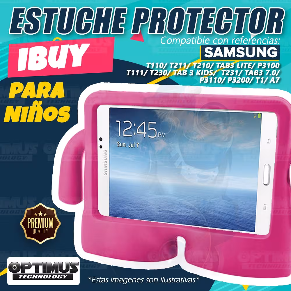 Estuche Case protector de goma iBuy / eBuy para Tablet Samsung Tab3 Kids | Tab3 7.0 | Tab3 Lite | A7 | T1 | T210 Anti golpes
