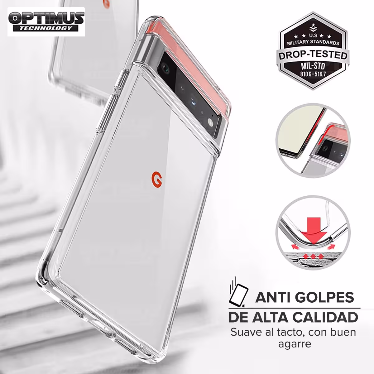 Kit Vidrio templado y Estuche Case Forro Protector para celular Google Pixel 6A 5G 2022