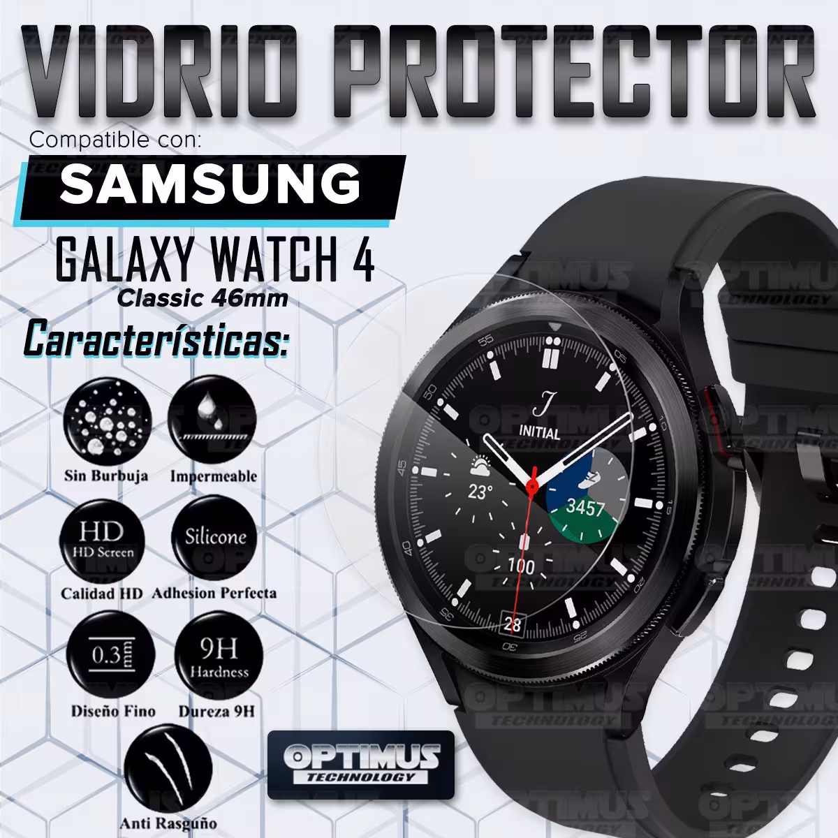 Vidrio Cristal Templado Protector para Reloj Inteligente Samsung Galaxy Watch 4 Classic 46mm