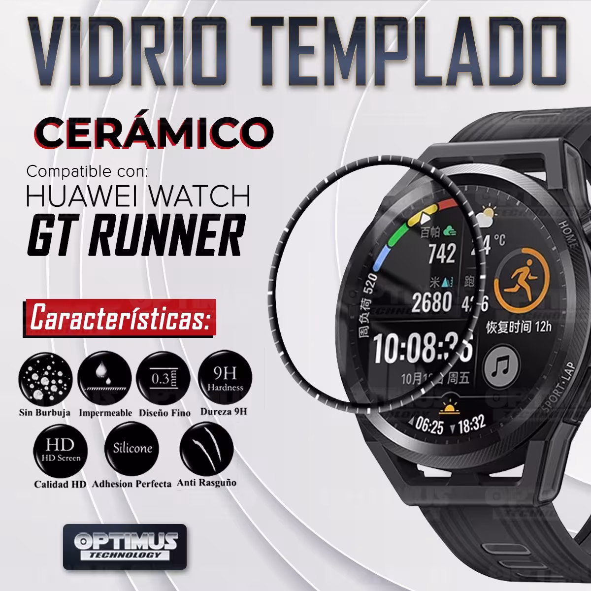 Vidrio Templado Cerámico Nanoglass Para Reloj Smartwatch Huawei Watch GT Runner
