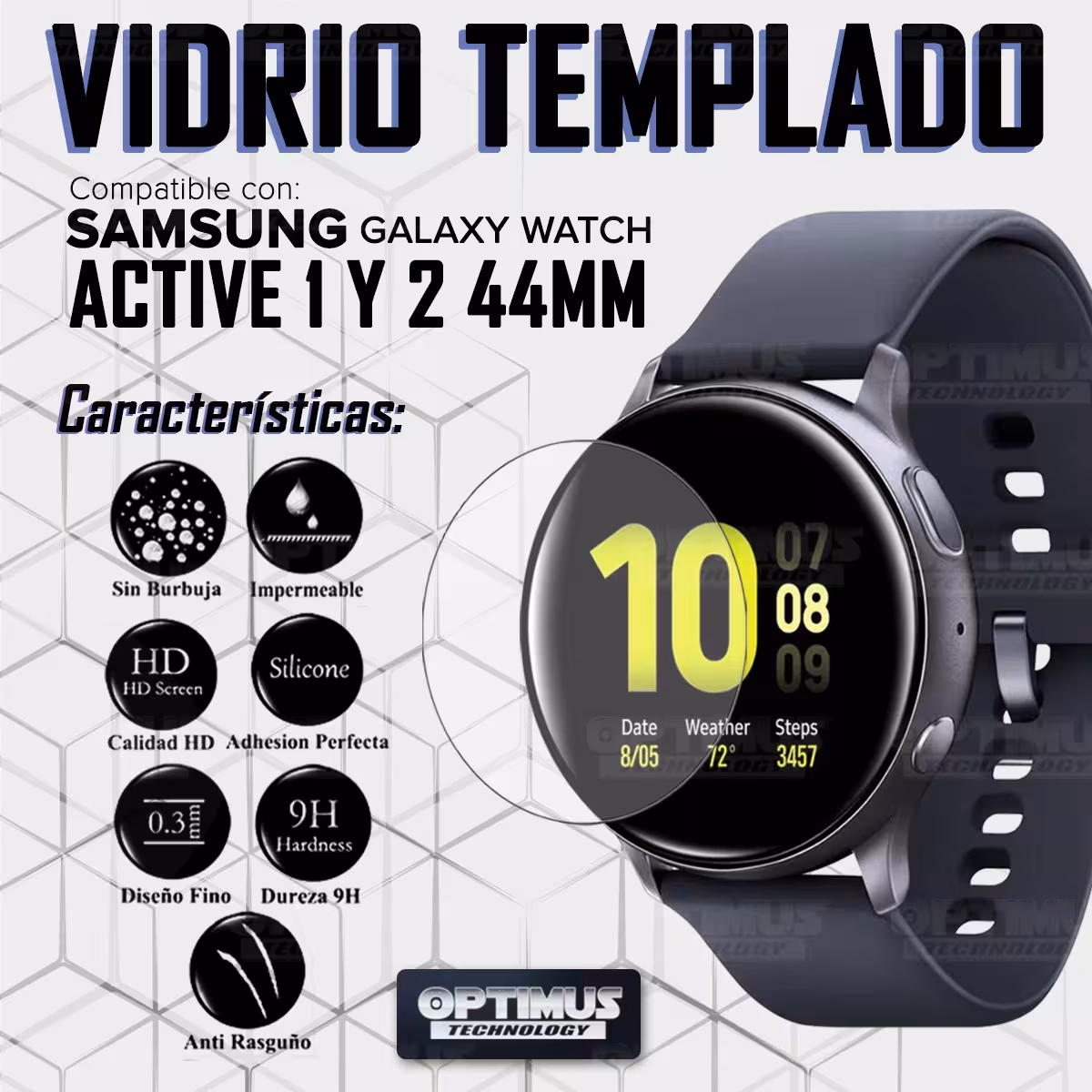 Vidrio Cristal Templado Protector para Reloj Inteligente Samsung Galaxy Watch Active 2 44mm