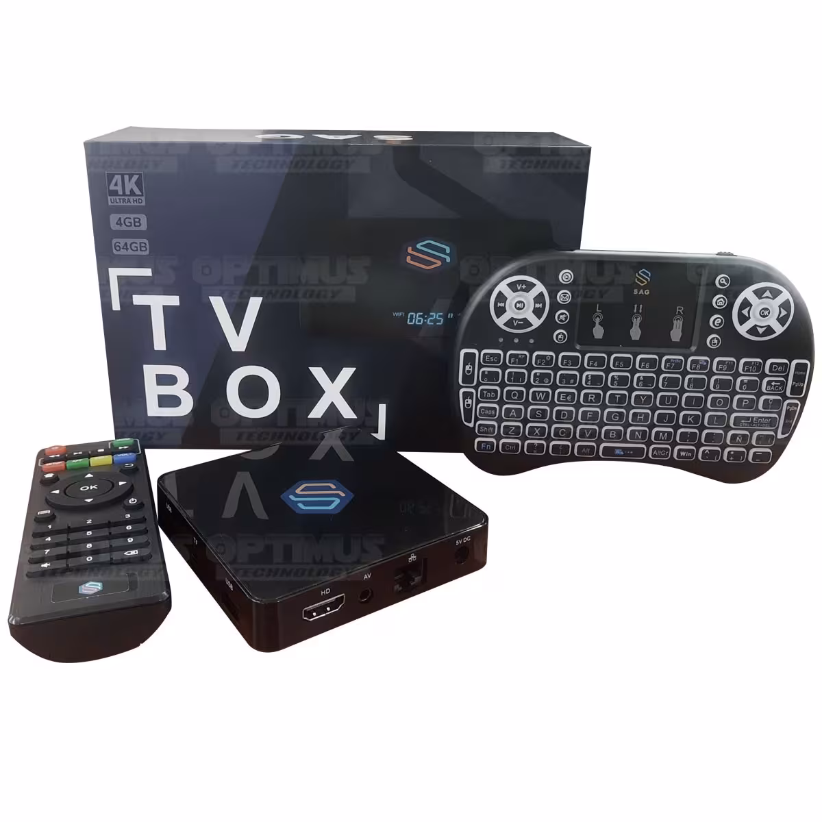 TV Box Android 12 Televisor LED a Smart TV Wi-Fi Streaming Transmite 4K Ultra HD 4GB de RAM 64GB Almacen + Teclado inalámbrico