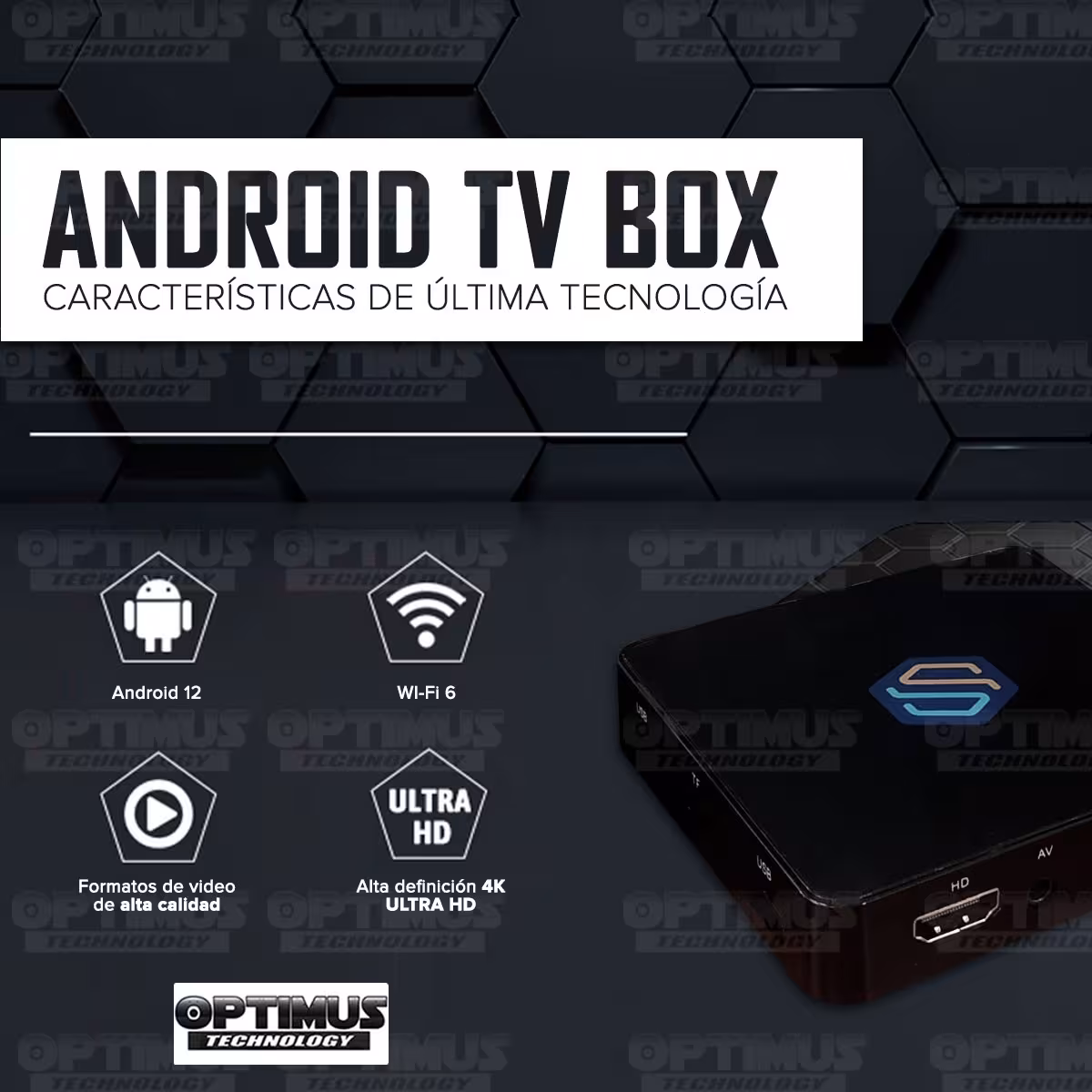 TV Box Android 12 Televisor LED a Smart TV Wi-Fi Streaming Transmite 4K Ultra HD 4GB de RAM 64GB Almacen + Teclado inalámbrico