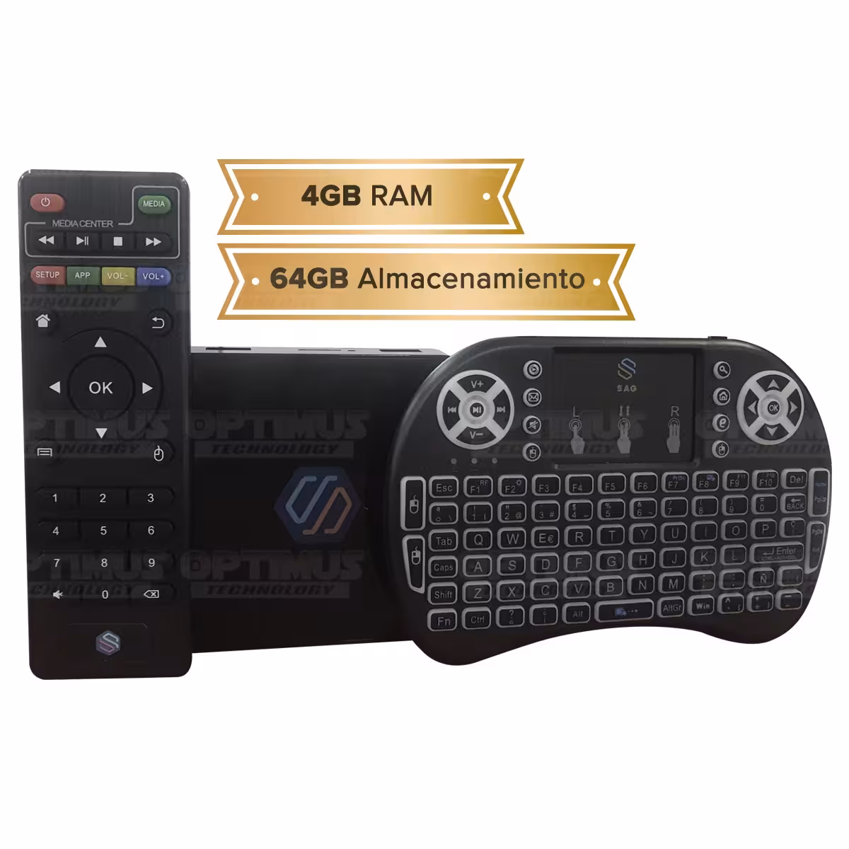 TV Box Android 12 Televisor LED a Smart TV Wi-Fi Streaming Transmite 4K Ultra HD 4GB de RAM 64GB Almacen + Teclado inalámbrico