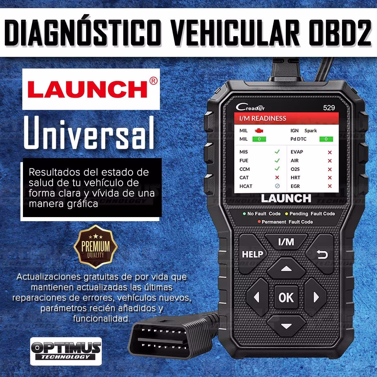 Escáner Automotriz OBD2 Scanner LAUNCH Code Reader CR529 Diagnostico de Estado para Vehiculos Carros Camiones Lector de Códigos