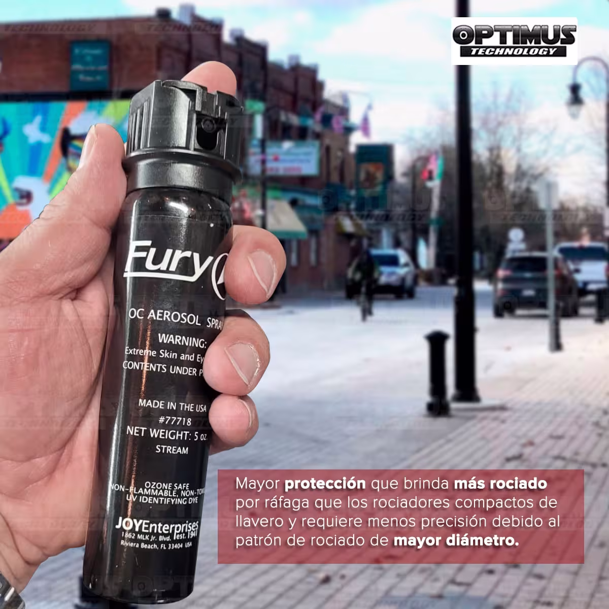 Seguridad - Spray Aerosol Gas Pimienta, Portátil Lacrimógeno de Defensa Personal Fury Profesional MK4 142gr 18% OC Grande