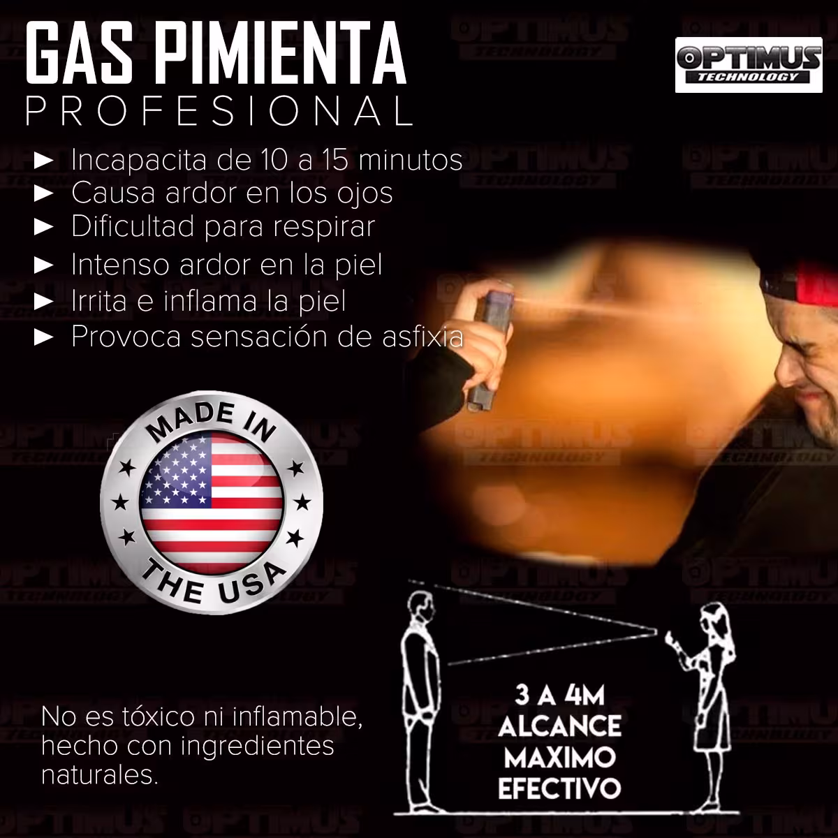 Seguridad - Spray Aerosol Gas Pimienta, Portátil Lacrimógeno de Defensa Personal Fury Profesional MK4 142gr 18% OC Grande