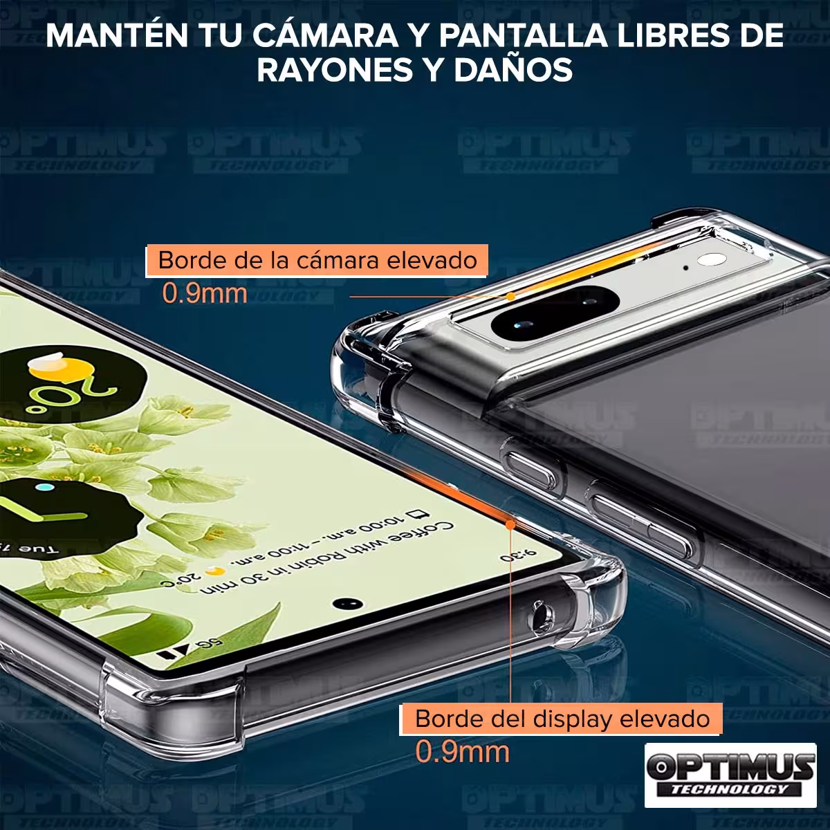 Kit Vidrio templado y Estuche Case Forro Protector para celular Google Pixel 7 5G 2022 6,3 pulgadas