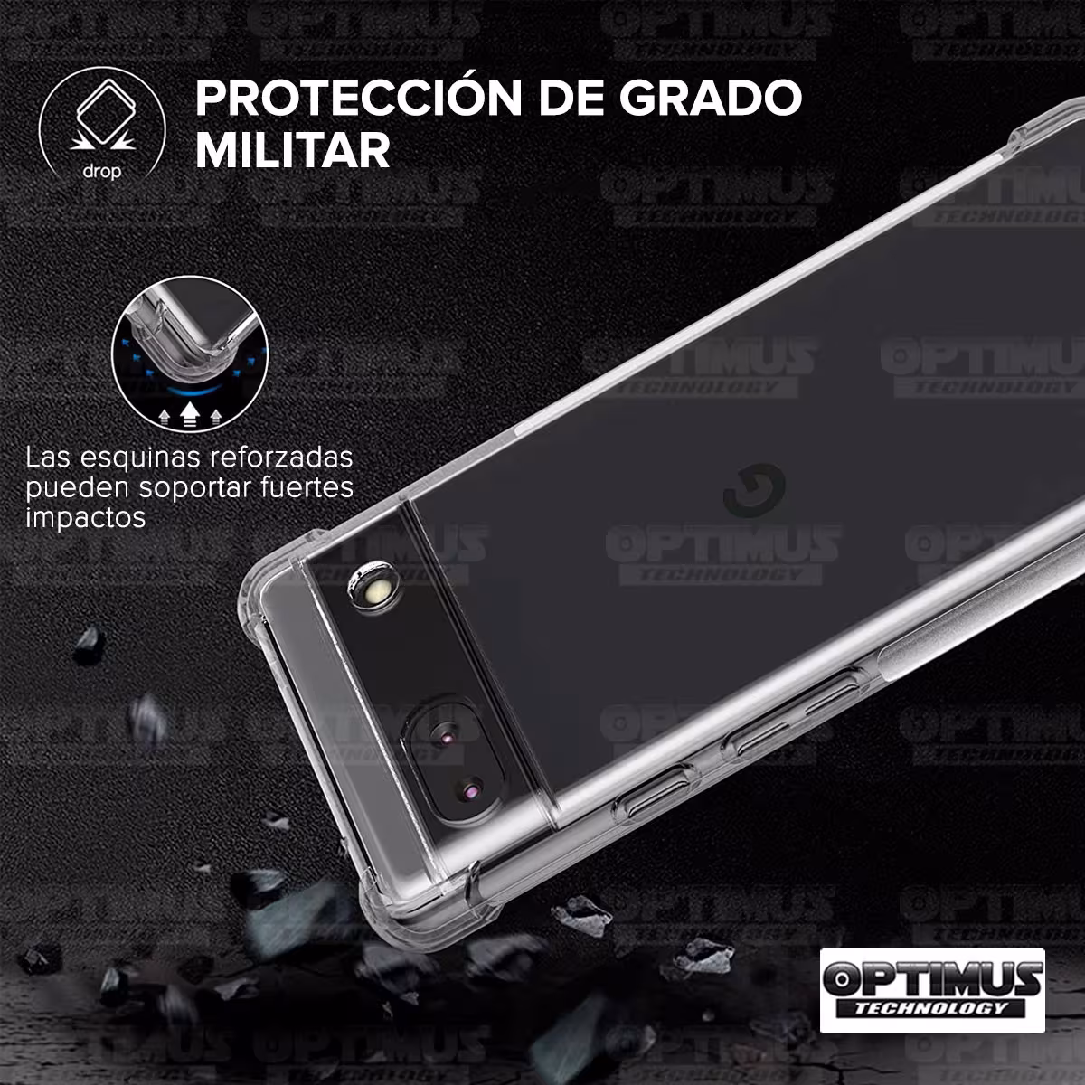 Kit Vidrio templado y Estuche Case Forro Protector Anticaída para celular Google Pixel 6A 5G 2022