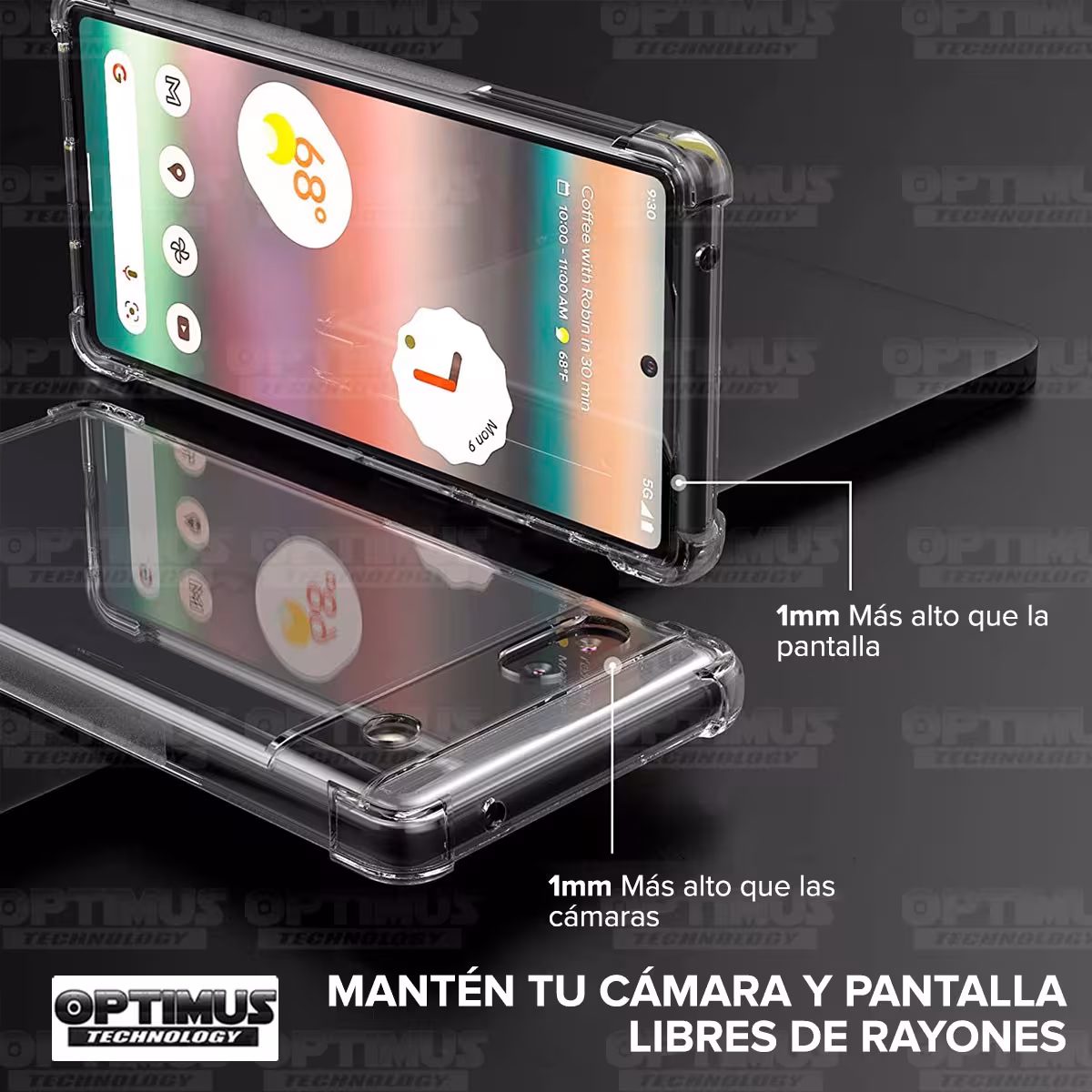 Kit Vidrio templado y Estuche Case Forro Protector Anticaída para celular Google Pixel 6A 5G 2022