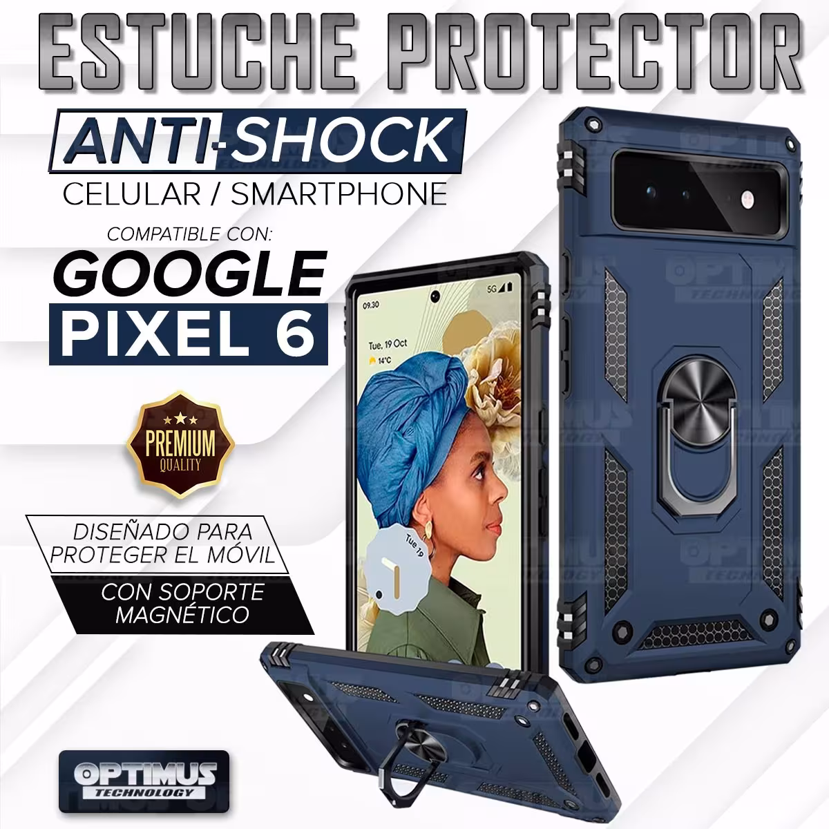 Estuche Case Forro Carcasa Protectora Anti-Shock doble capa con soporte para Celular Smartphone Google Pixel 6