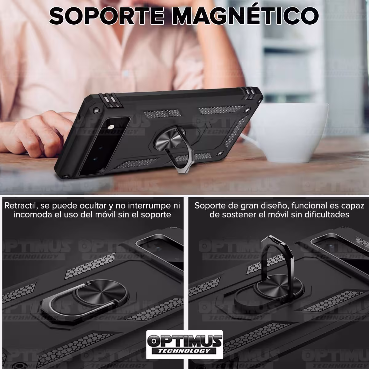 Estuche Case Forro Carcasa Protectora Anti-Shock doble capa con soporte para Celular Smartphone Google Pixel 6