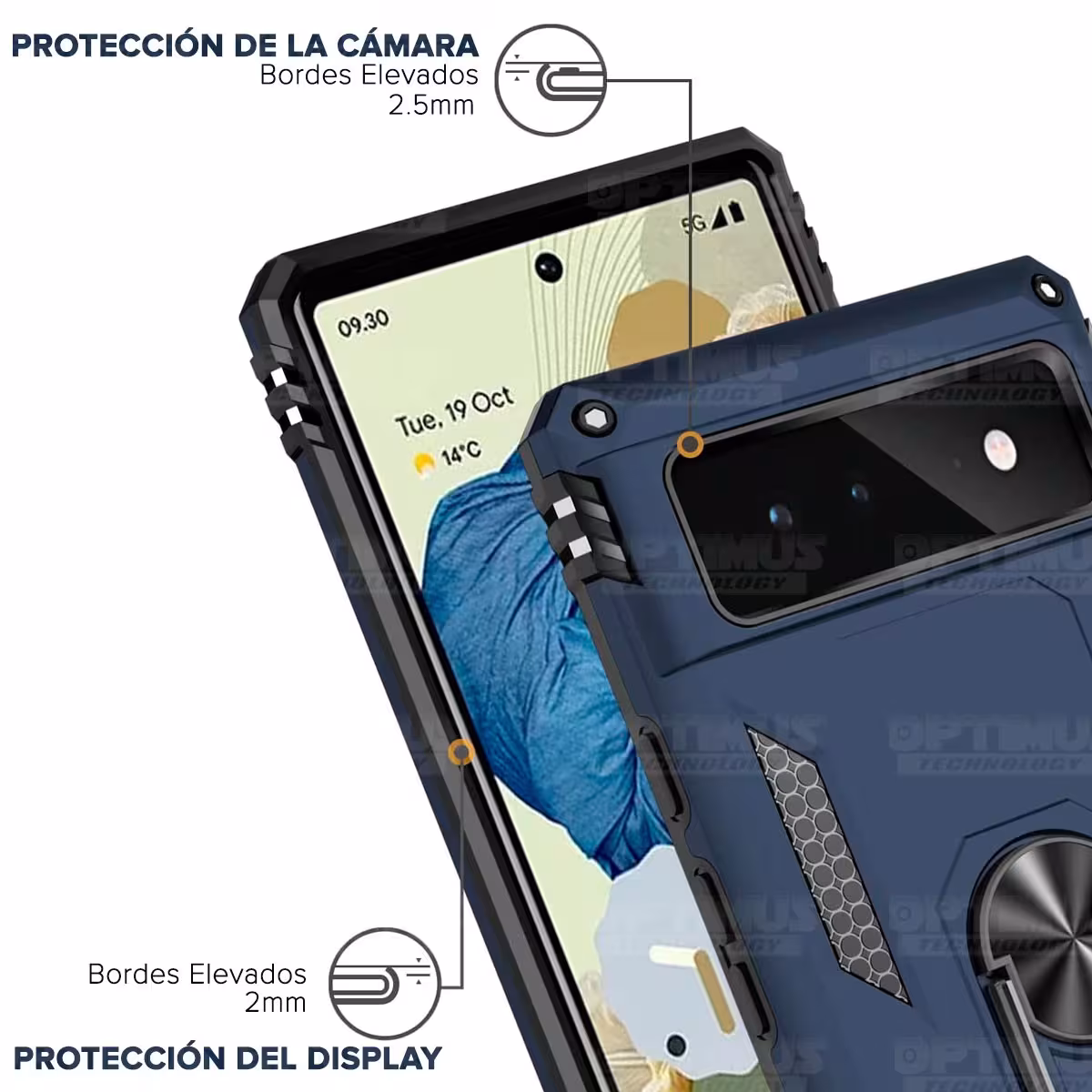 Estuche Case Forro Carcasa Protectora Anti-Shock doble capa con soporte para Celular Smartphone Google Pixel 6