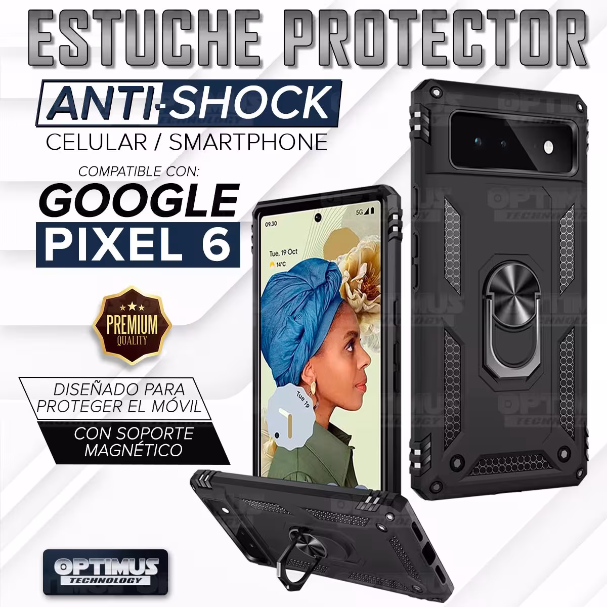 Estuche Case Forro Carcasa Protectora Anti-Shock doble capa con soporte para Celular Smartphone Google Pixel 6