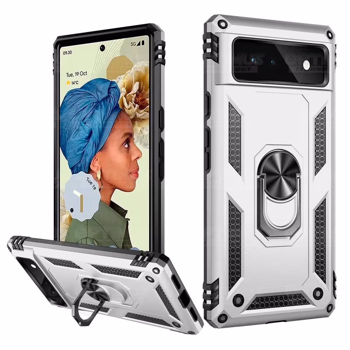 Estuche Case Forro Carcasa Protectora Anti-Shock doble capa con soporte para Celular Smartphone Google Pixel 6