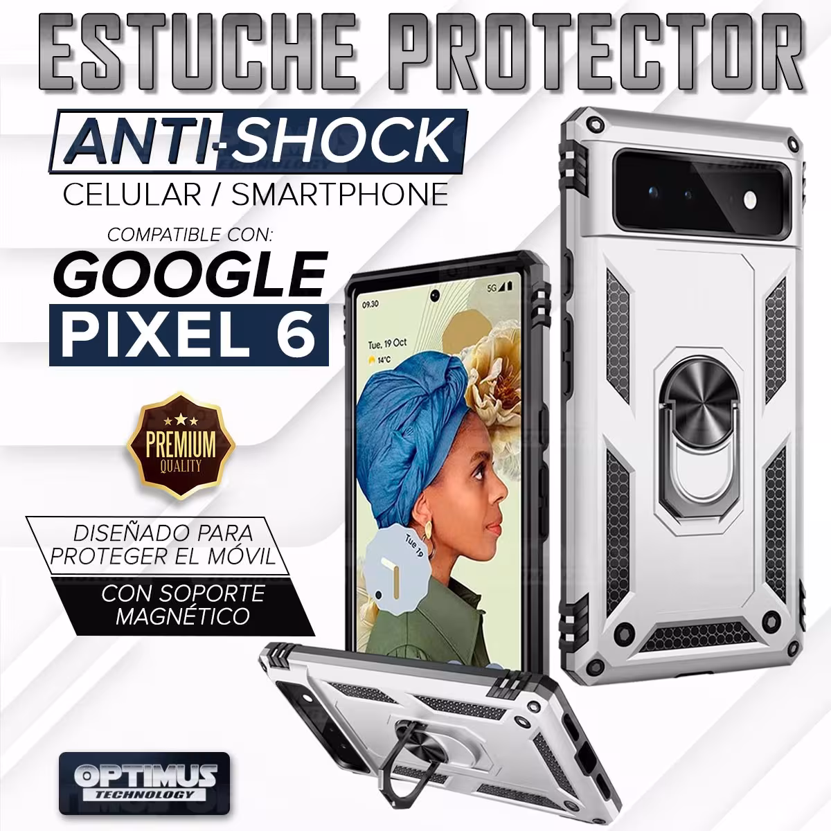 Estuche Case Forro Carcasa Protectora Anti-Shock doble capa con soporte para Celular Smartphone Google Pixel 6