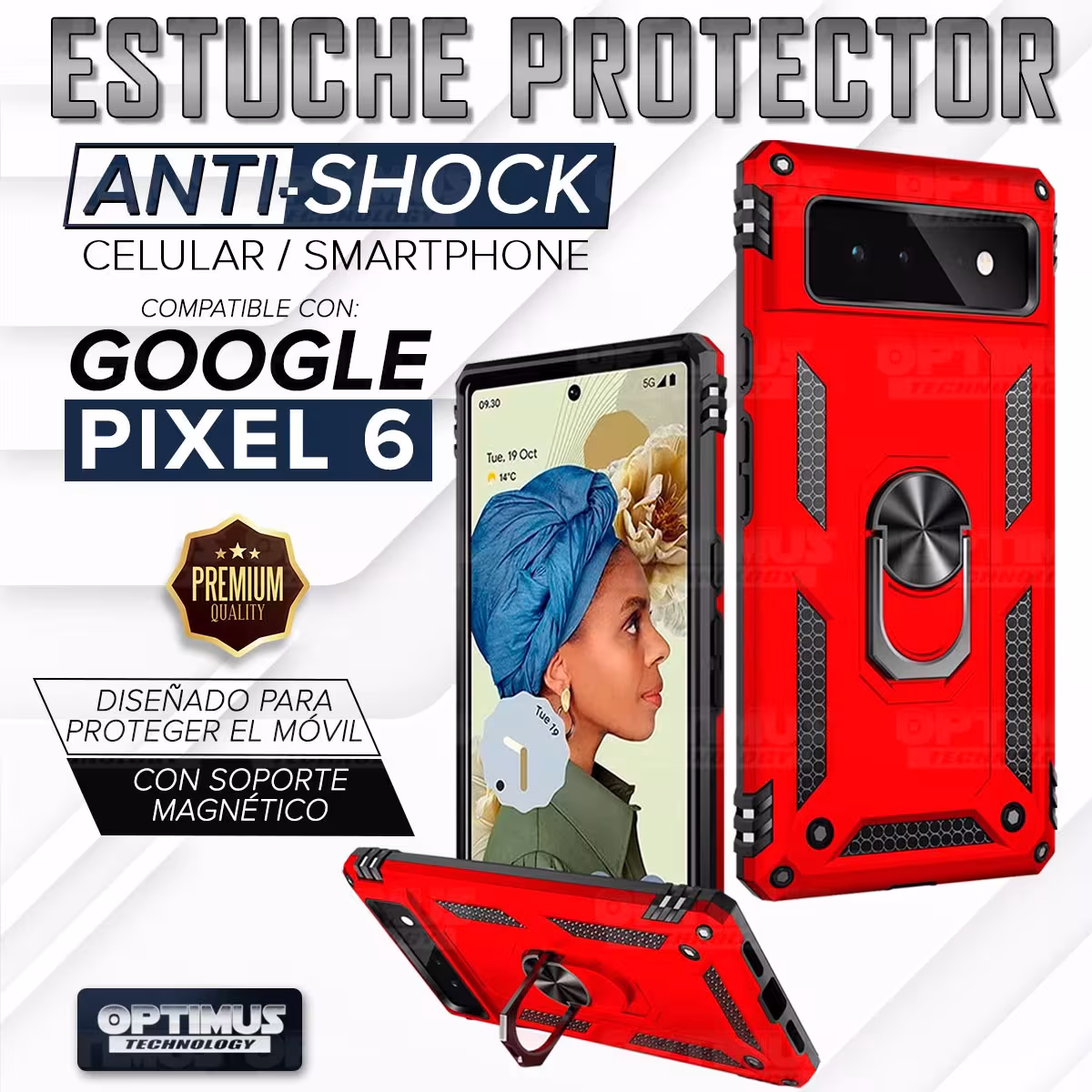 Estuche Case Forro Carcasa Protectora Anti-Shock doble capa con soporte para Celular Smartphone Google Pixel 6