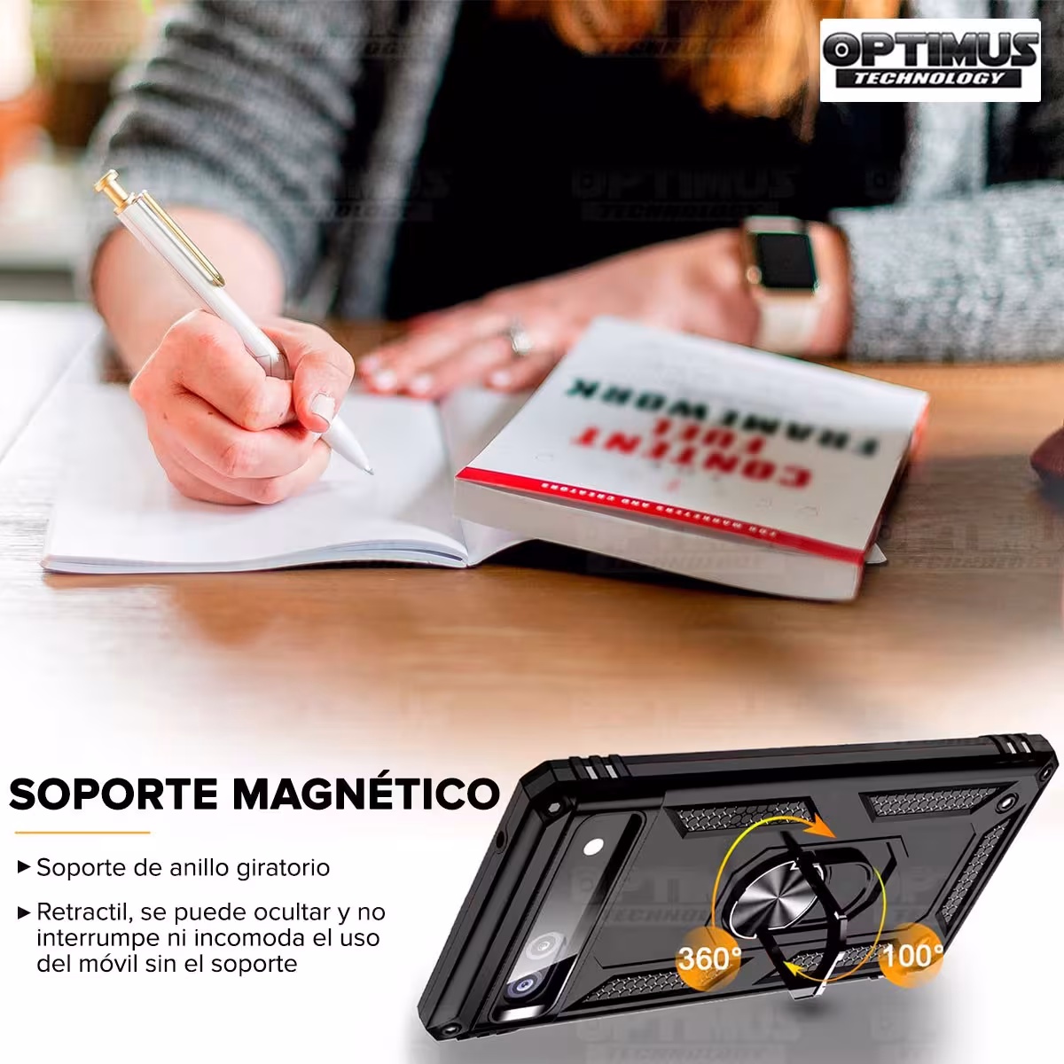 Estuche Case Forro Carcasa Protectora Anti-Shock doble capa con soporte para Celular Smartphone Google Pixel 6A 5G 2022