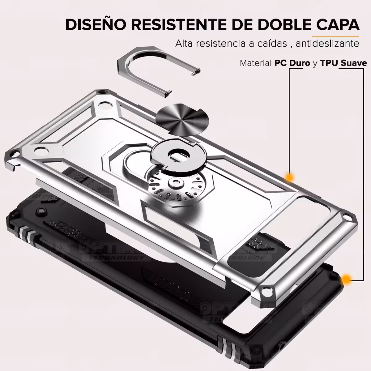 Estuche Case Forro Carcasa Protectora Anti-Shock doble capa con soporte para Celular Smartphone Google Pixel 6A 5G 2022