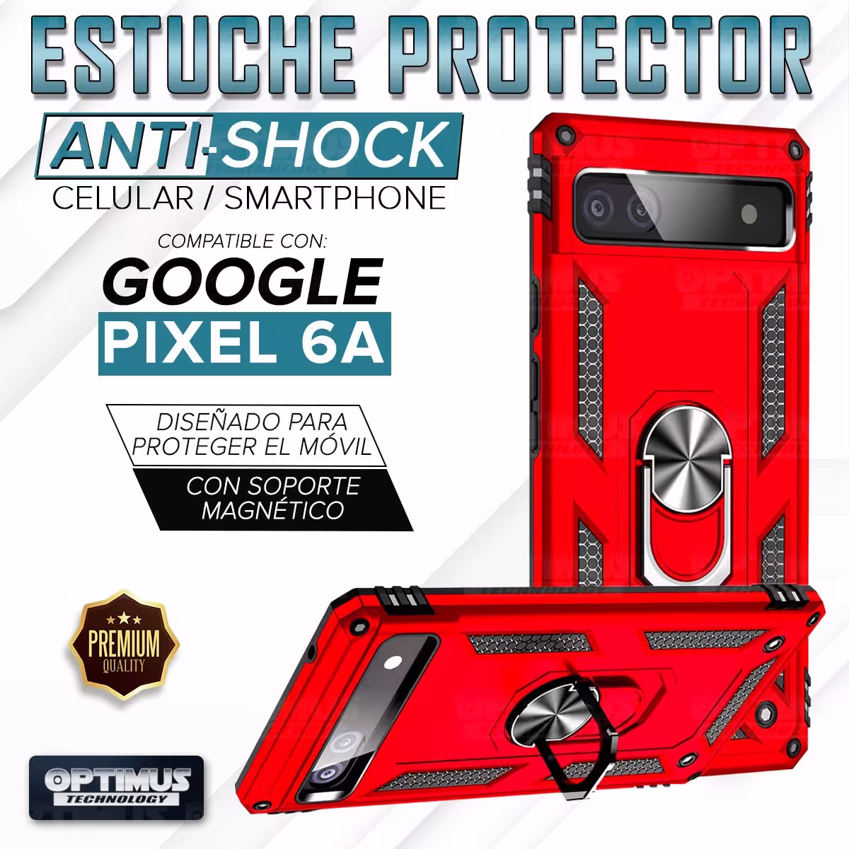 Estuche Case Forro Carcasa Protectora Anti-Shock doble capa con soporte para Celular Smartphone Google Pixel 6A 5G 2022