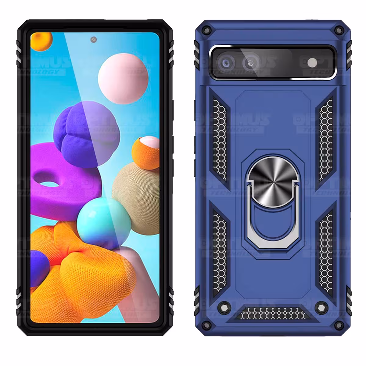 Kit Vidrio templado y Estuche Case Forro Protector Anti-Shock doble capa para celular Google Pixel 6A 5G 2022