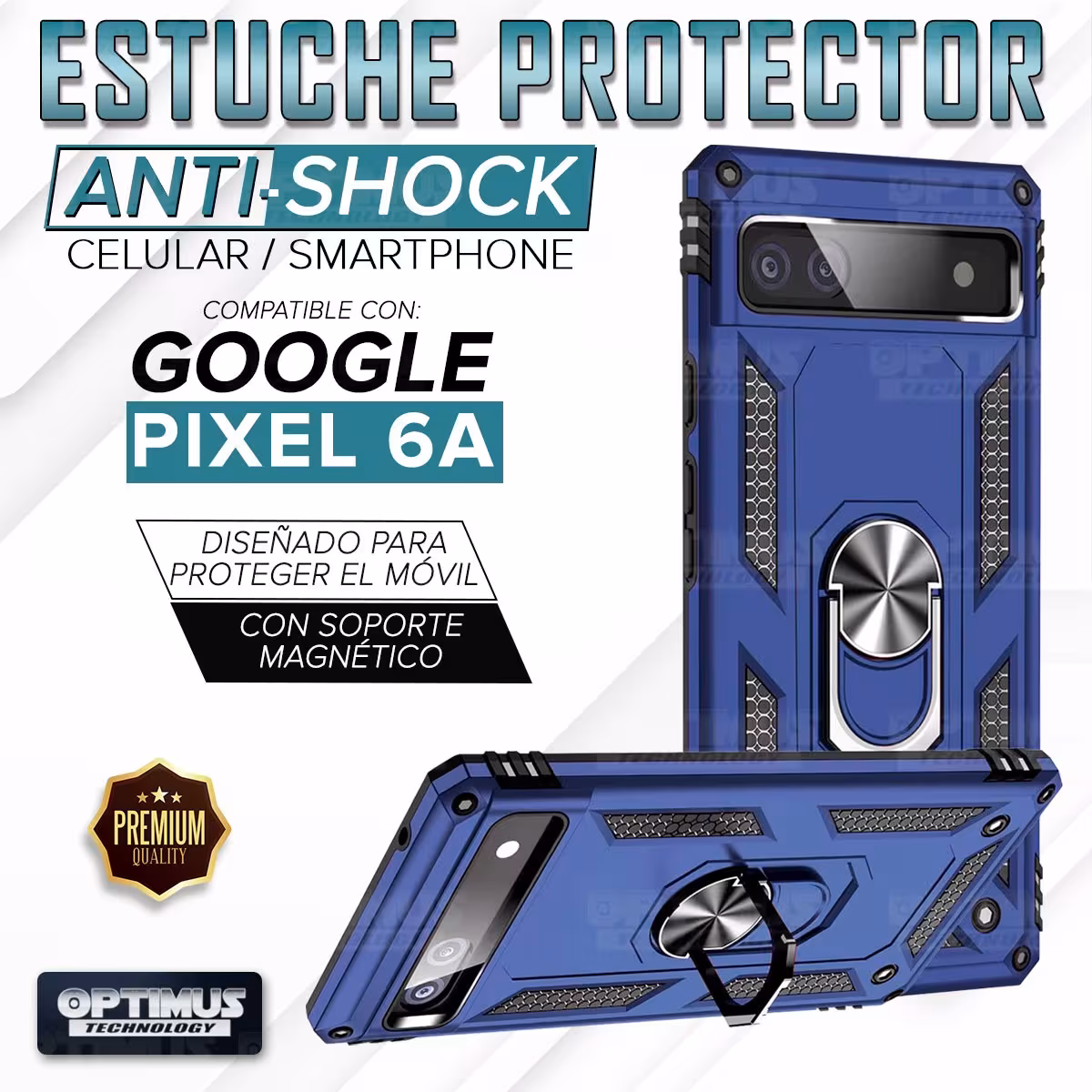 Kit Vidrio templado y Estuche Case Forro Protector Anti-Shock doble capa para celular Google Pixel 6A 5G 2022