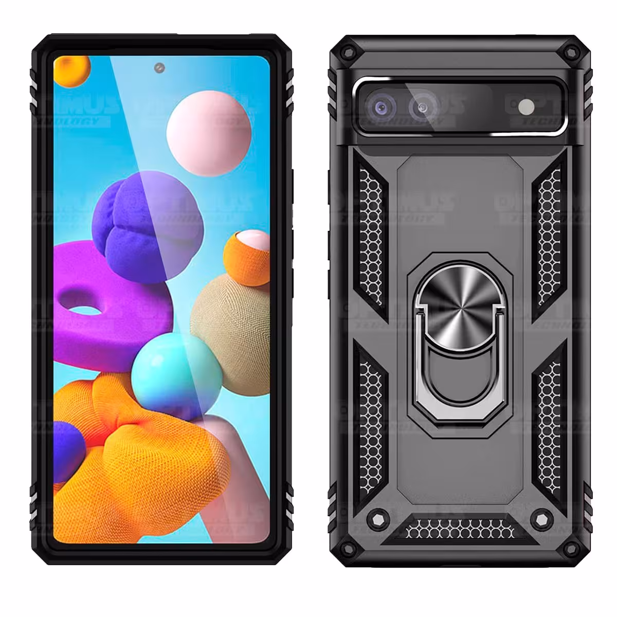 Kit Vidrio templado y Estuche Case Forro Protector Anti-Shock doble capa para celular Google Pixel 6A 5G 2022