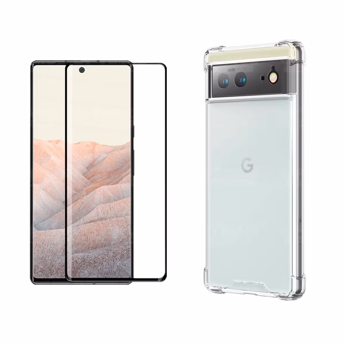 Kit Vidrio templado y Estuche Case Forro Protector Anticaída para celular Google Pixel 6