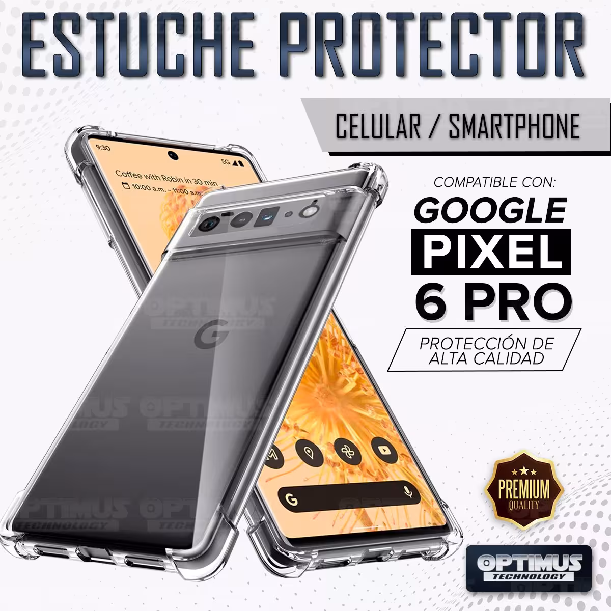 Kit Vidrio UV templado liquido y Estuche Case Forro Protector para Celular Google Pixel 6 Pro