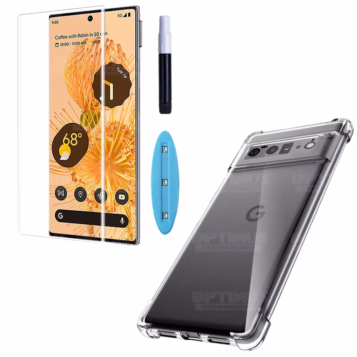 Kit Vidrio UV templado liquido y Estuche Case Forro Protector para Celular Google Pixel 6 Pro