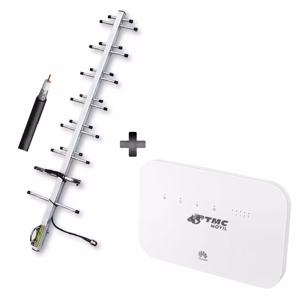 KIT Antena Amplificadora De Señal Road MiniPRO 60 Db Con Enrutador Huawei B612S-51D Banda 28