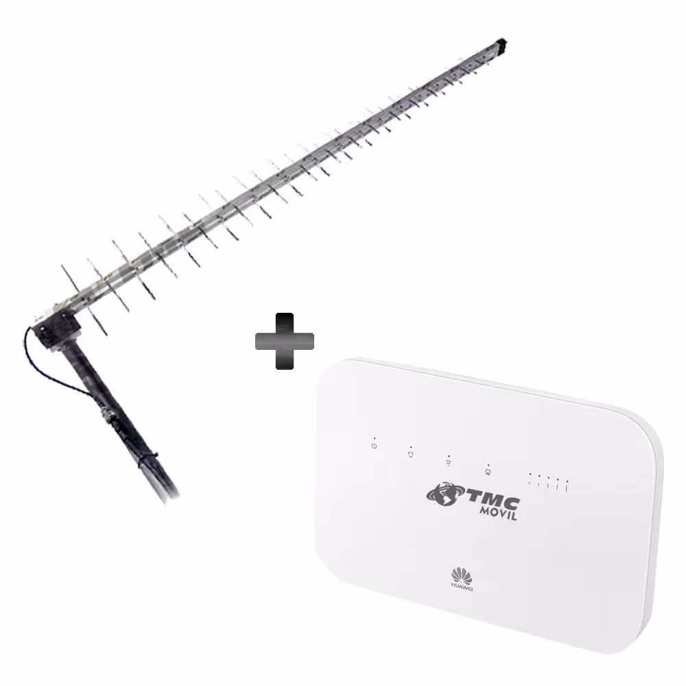 KIT Antena Amplificadora De Señal Multibanda PREMIUM 65 Db Con Enrutador Huawei B612S-51D Banda 28 700MHz