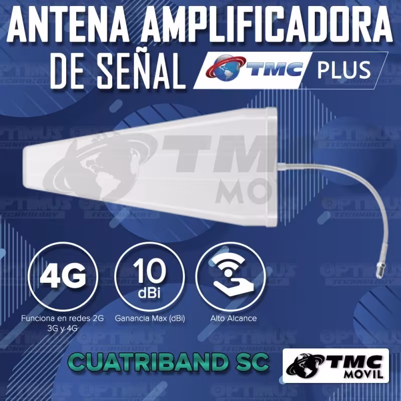 KIT Antena Amplificadora De Señal Cuatriband 10dbi TMC PLUS Con Enrutador Huawei B612S-51D Libre todo Operador
