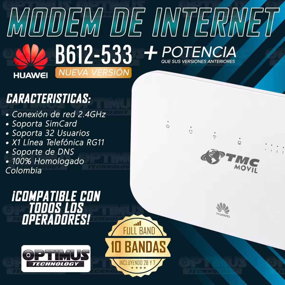KIT Antena Amplificadora De Señal Weboost de escritorio Con Enrutador Huawei B612S-51D 4G Router 2 Pro