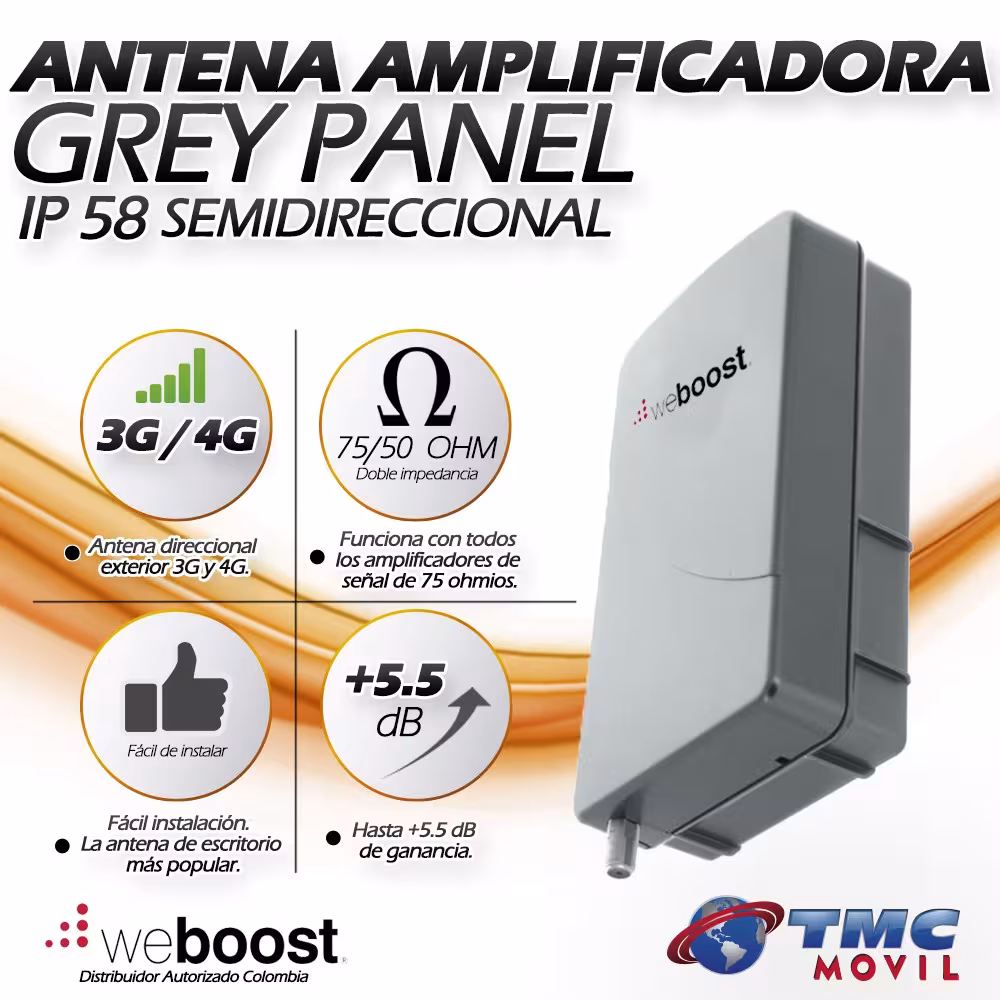 KIT Antena Amplificadora De Señal WeBoost Panel Grey Con Enrutador Huawei B612S-51D LTE 300 Mbps