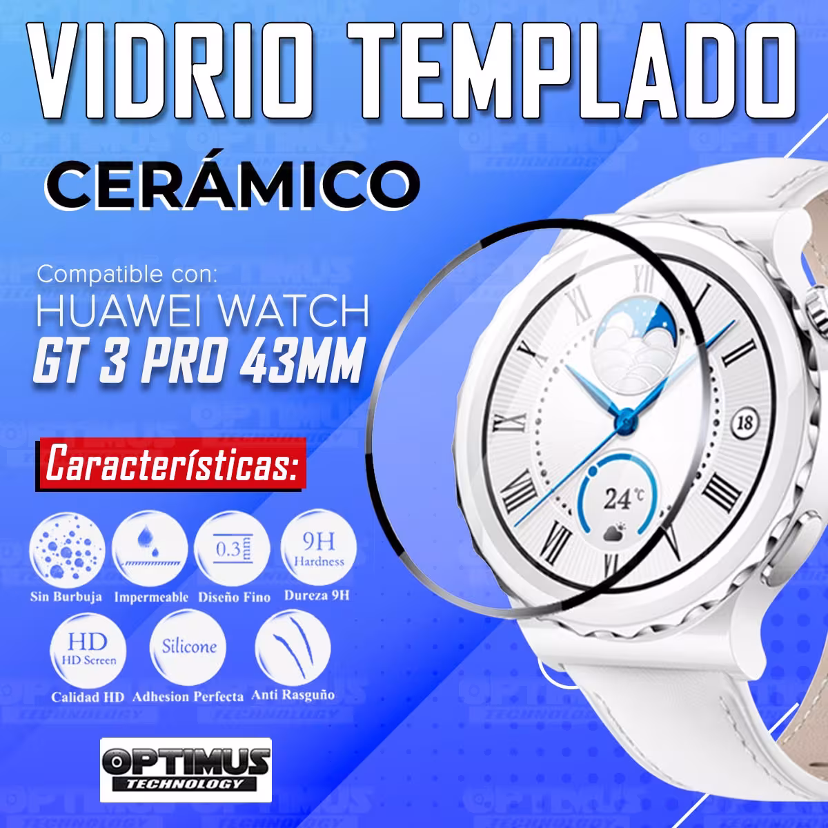 Vidrio Templado Cerámico Nanoglass Para Reloj Smartwatch Huawei watch GT3 Pro 43mm