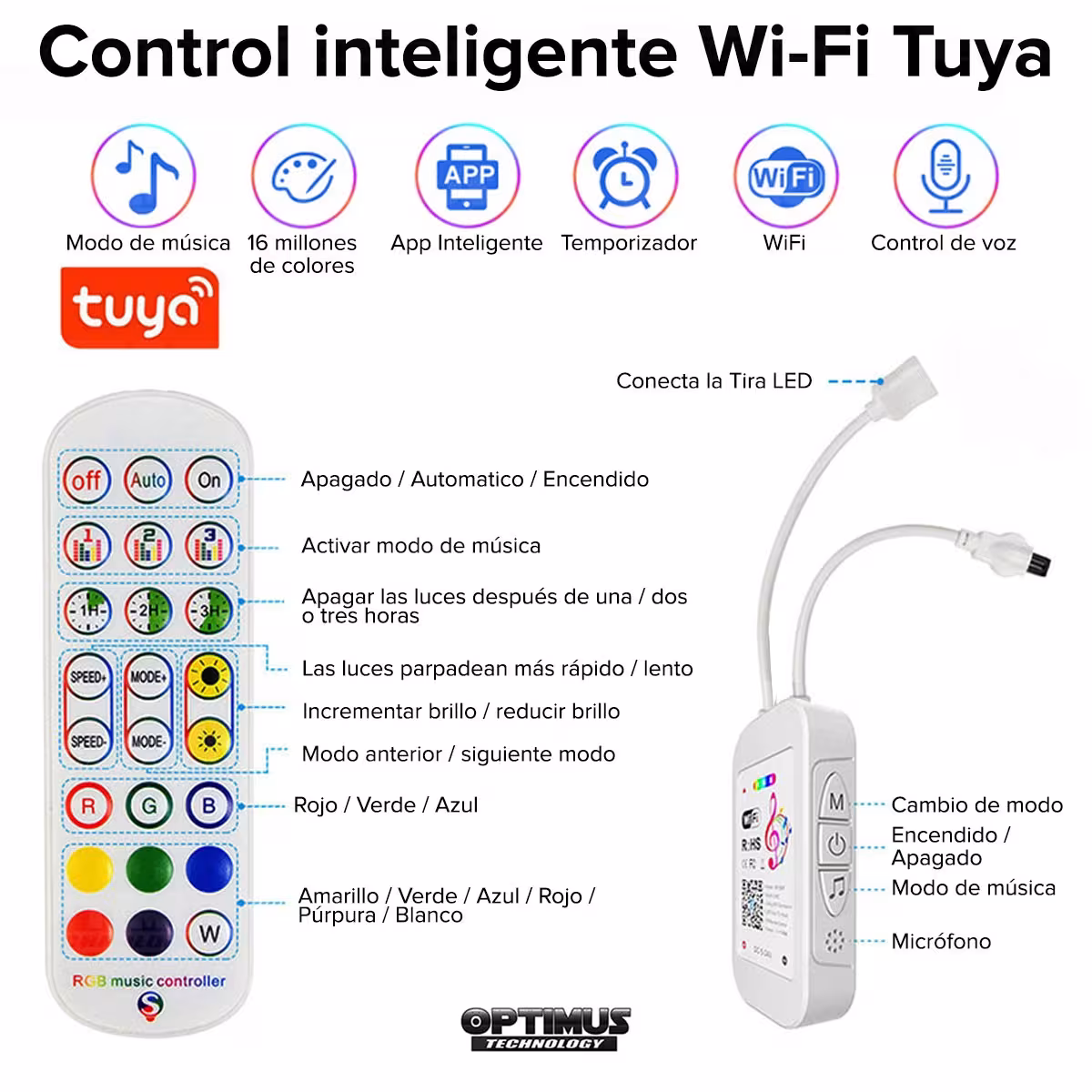 Extensión Tira Cinta de luces LED inteligentes Smart Wifi RGB 5 Metros con control compatible con Google Home Amazon Alexa