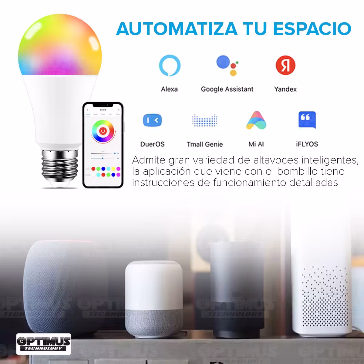 Bombillo Luz inteligente Smart Bulb Wifi 1000 lúmenes 10W compatible Google Apple Amazon Alexa bajo consumo