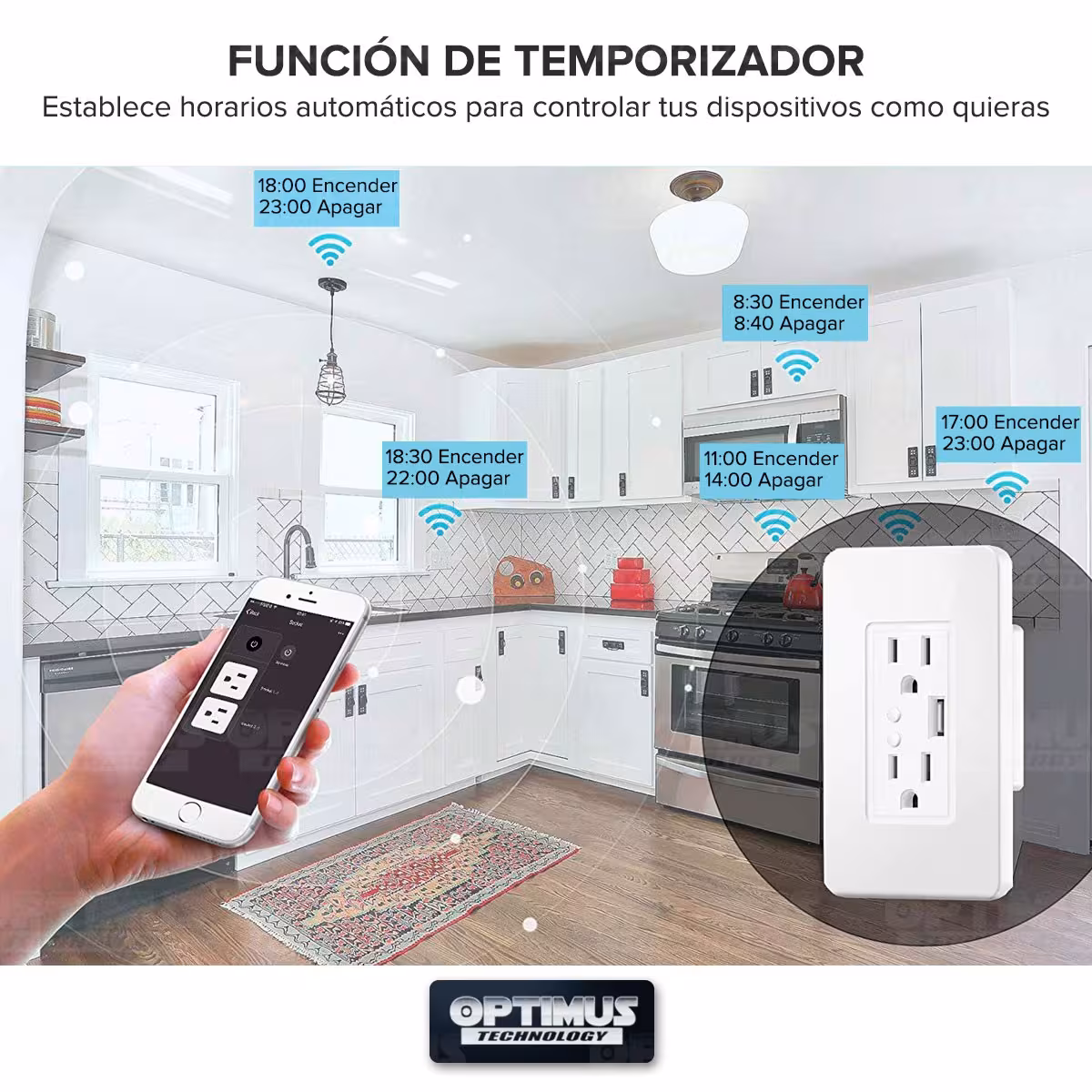 Tomacorriente inteligente Wifi de Pared smart Wall Socket enchufe con 2 tomas puerto USB compatible con Amazon Alexa Google Home