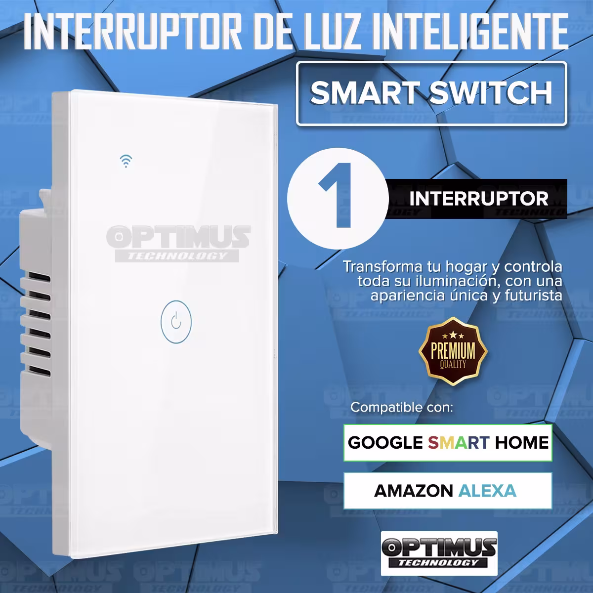 Interruptor de luz inteligente Wifi Smart Switch de 1 vía Táctil Panel de vidrio para Google Home Apple Home Kit Amazon Alexa