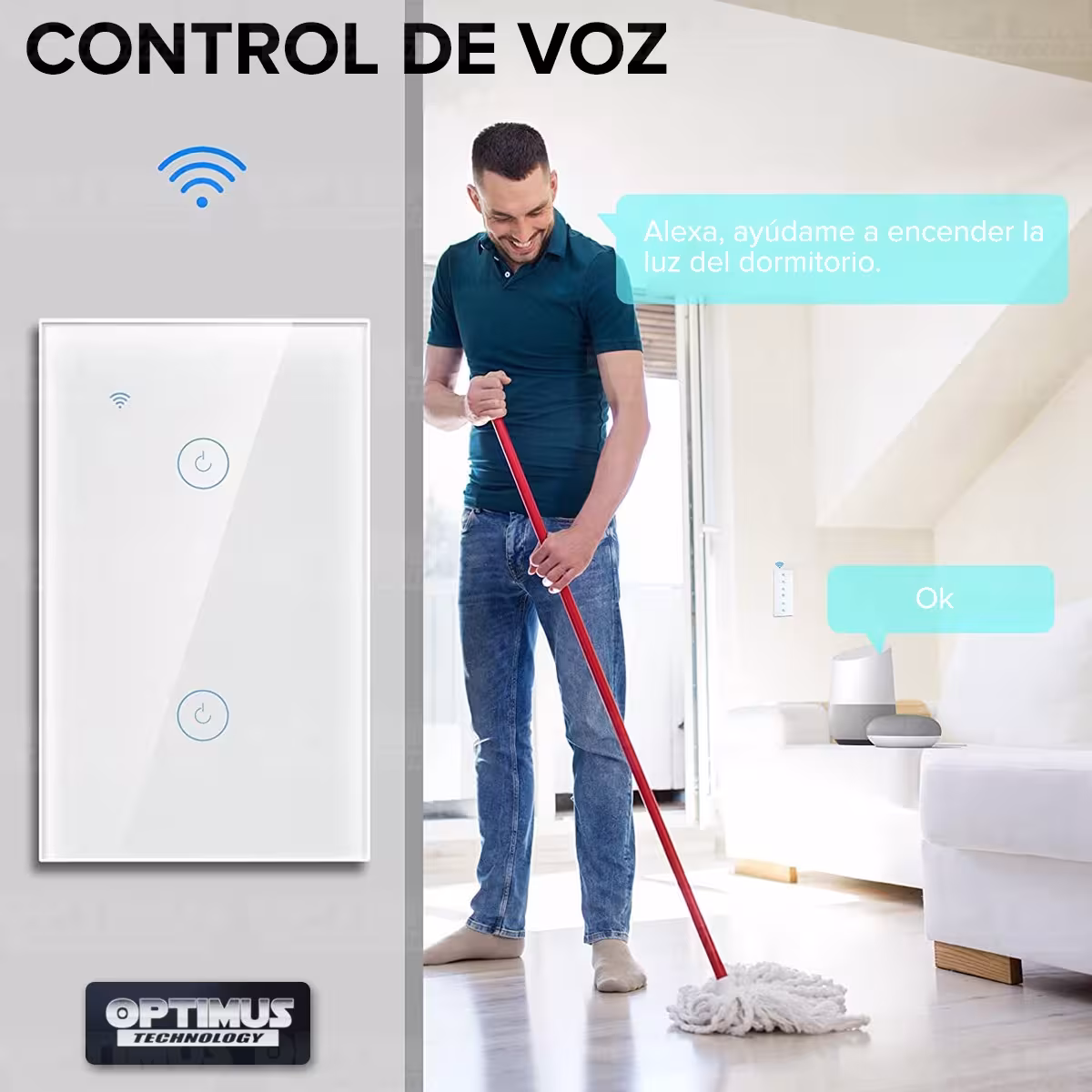 Interruptor de luz inteligente Wifi Smart Switch de 1 vía Táctil Panel de vidrio para Google Home Apple Home Kit Amazon Alexa