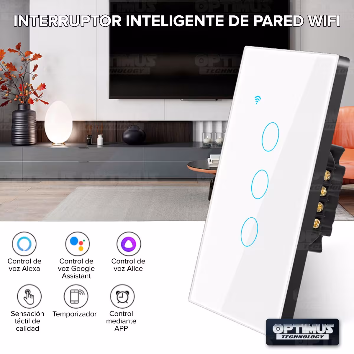 Interruptor de luz inteligente Wifi Smart Switch de 1 vía Táctil Panel de vidrio para Google Home Apple Home Kit Amazon Alexa