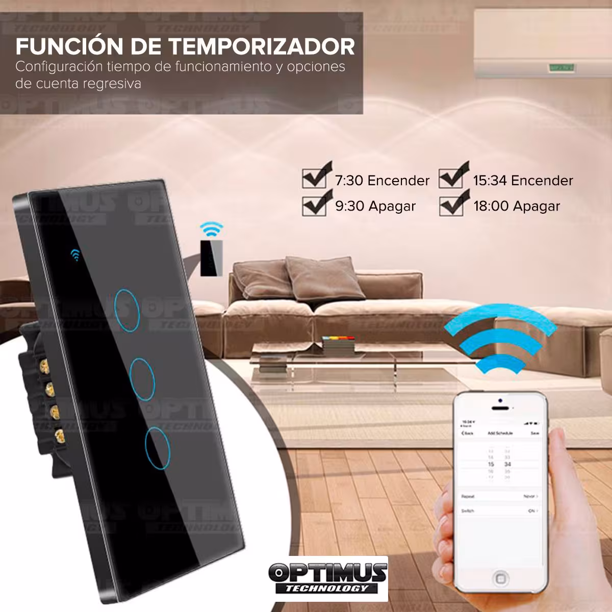 Interruptor de luz inteligente Wifi Smart Switch de 1 vía Táctil Panel de vidrio para Google Home Apple Home Kit Amazon Alexa