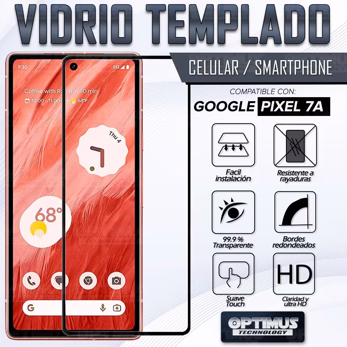 Vidrio Cristal Templado Protector para celular smartphone Google Pixel 7A 5G 2023 6,1 pulgadas